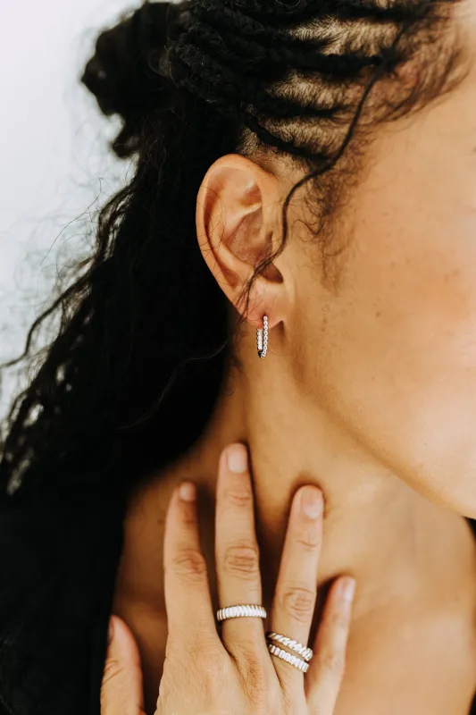 Dottie Rectangle Huggies - Sterling Silver made by Sydney Rose