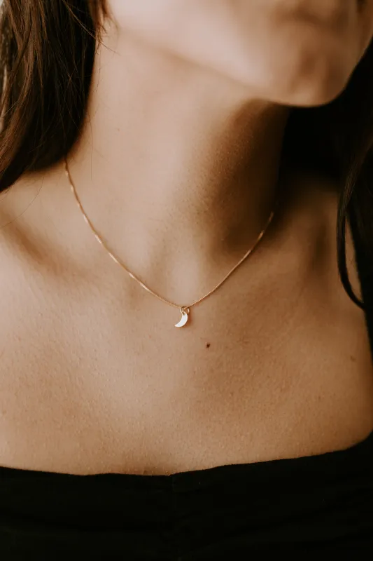 Mini Crescent Moon Necklace sold by Sydney Rose