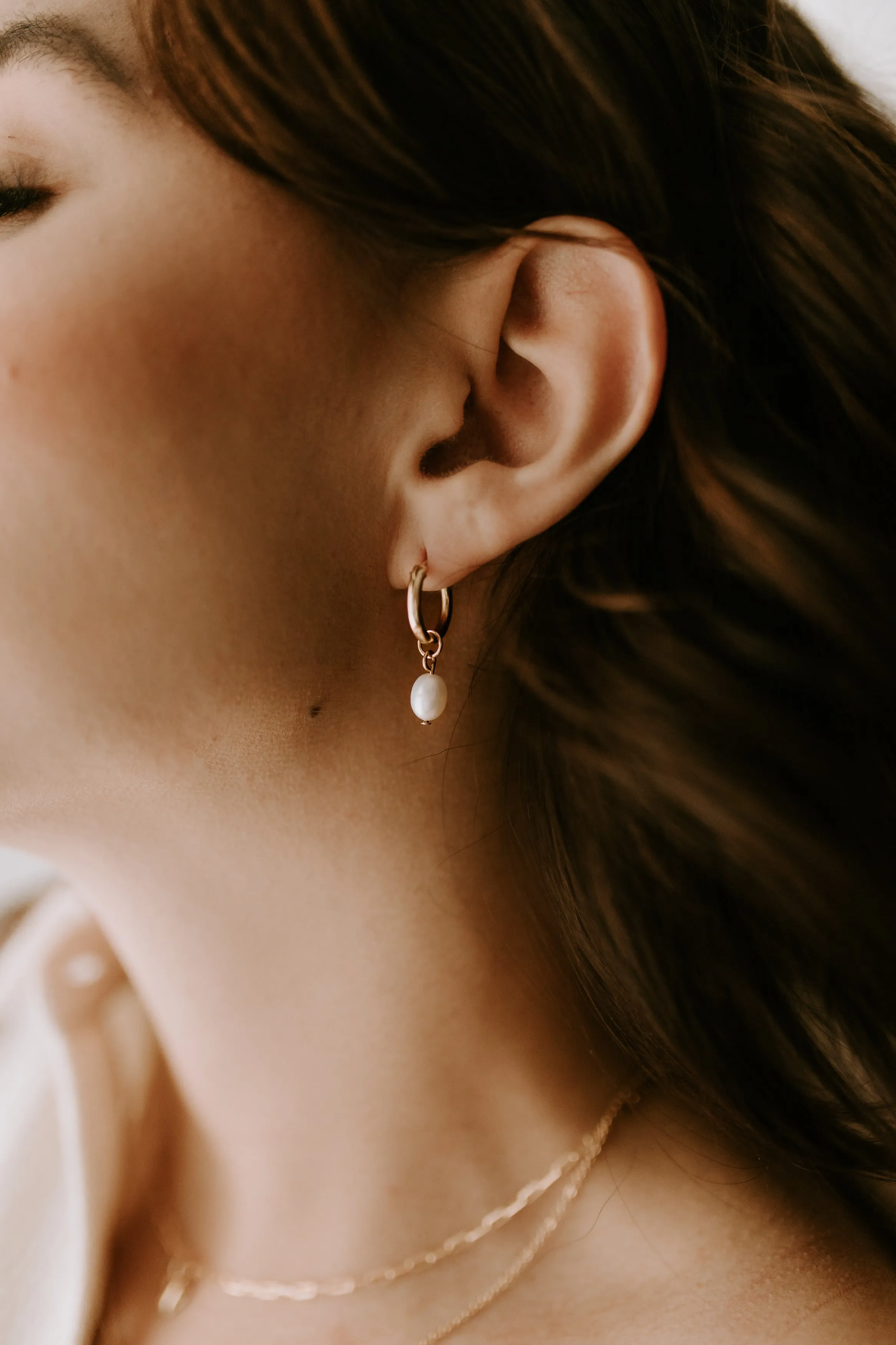 Pearl Drop Hoops sold by Sydney Rose