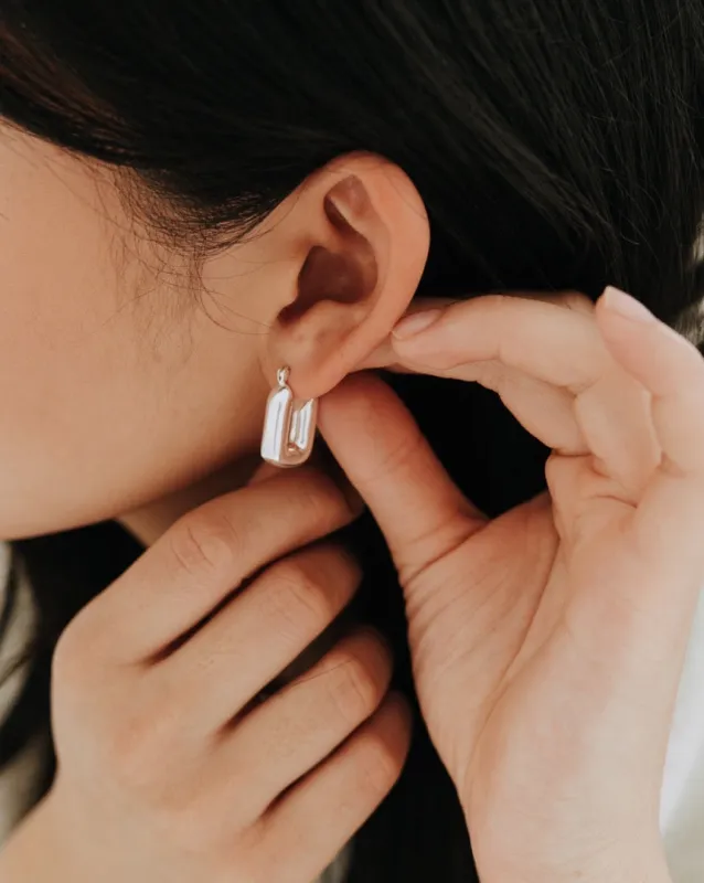 Uptown Rectangle Hoops / Sterling Silver made by Sydney Rose