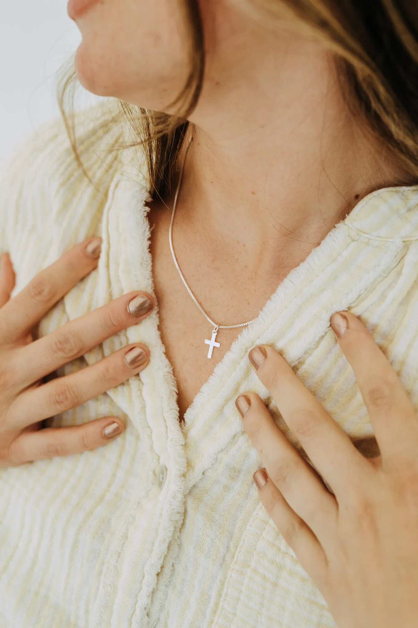 Minimal Sterling Silver Cross Necklace – Dainty Cross Pendant sold by Sydney Rose product image thumbnail 2