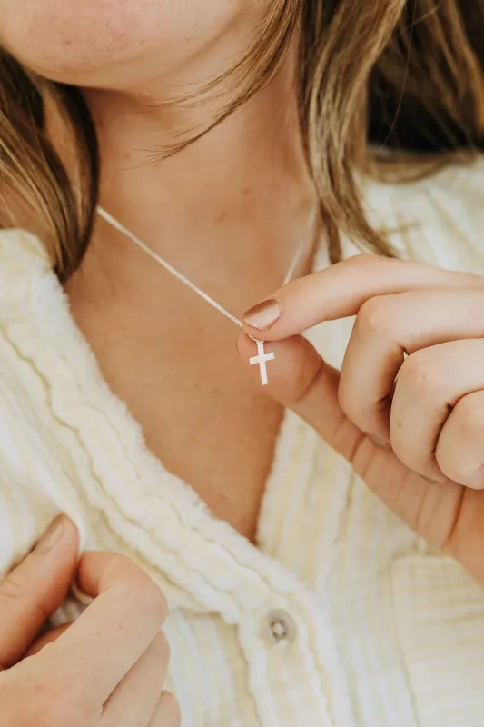 Minimal Sterling Silver Cross Necklace – Dainty Cross Pendant made by Sydney Rose