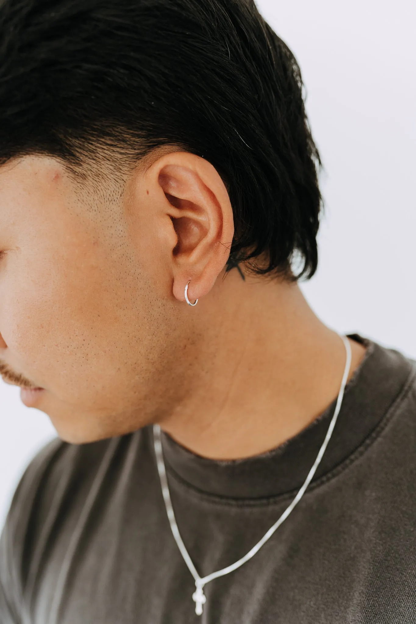 Men's Sterling Silver Huggie Hoop Earrings | Minimal Silver Hoops sold by Sydney Rose product image thumbnail 2