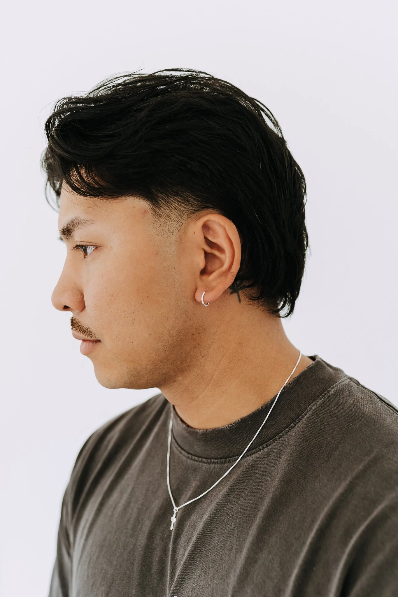 Men's Sterling Silver Huggie Hoop Earrings | Minimal Silver Hoops sold by Sydney Rose product image thumbnail 3