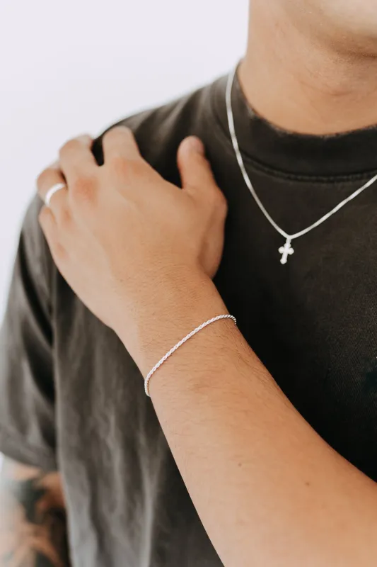 Men's 2mm Sterling Silver Rope Bracelet made by Sydney Rose