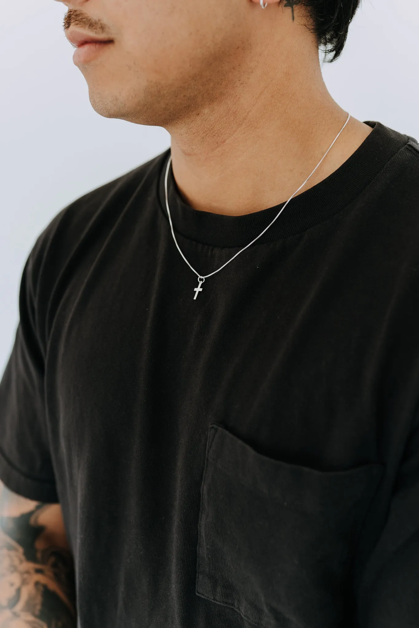 Men’s Sterling Silver Minimal Cross Necklace sold by Sydney Rose product image thumbnail 3