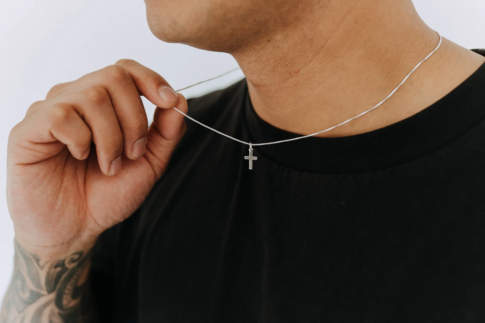Men’s Sterling Silver Minimal Cross Necklace sold by Sydney Rose product image thumbnail 2