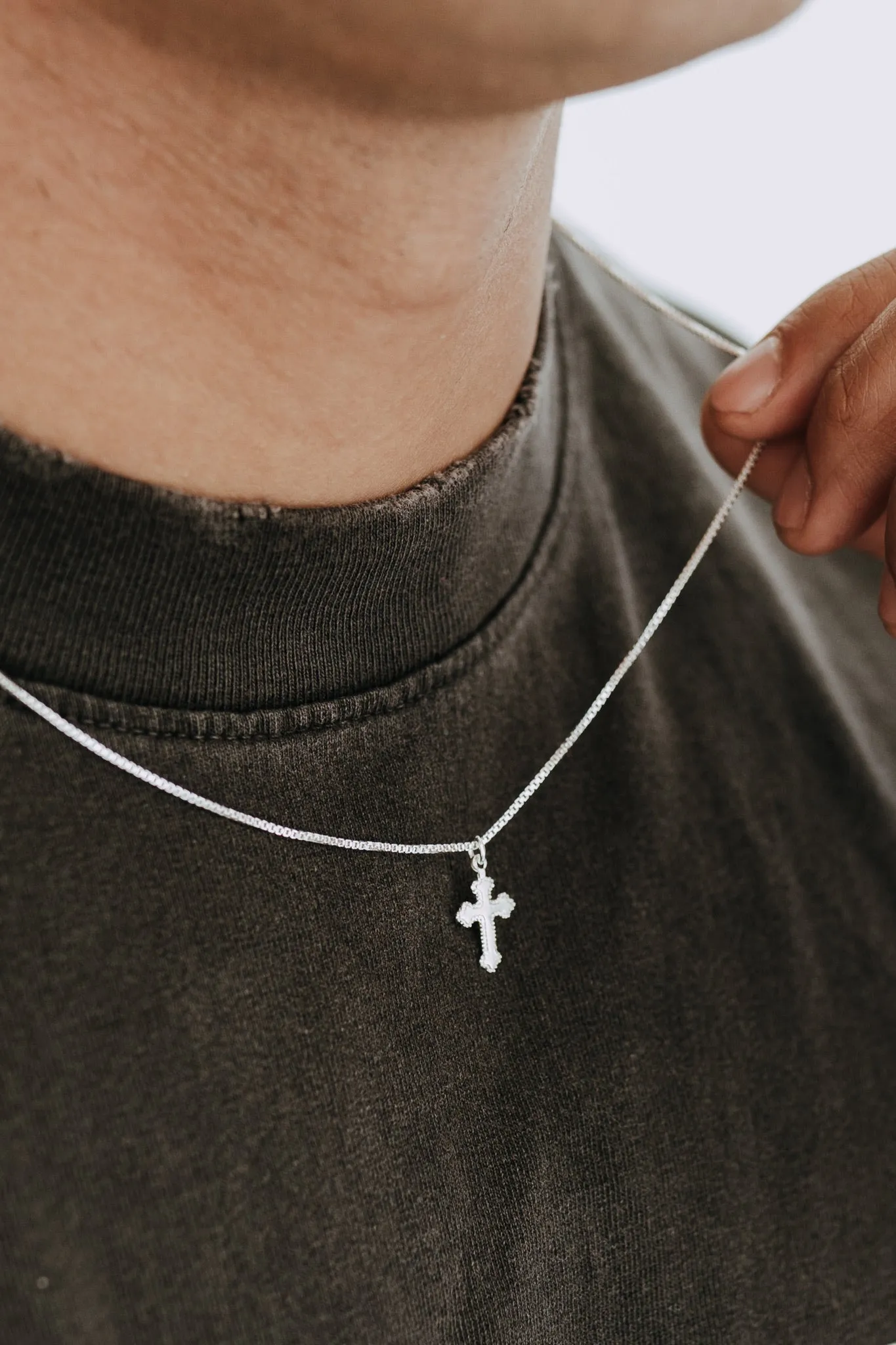Men’s Silver Heirloom Cross Necklace | Sterling Silver Cross Chain sold by Sydney Rose product image thumbnail 3