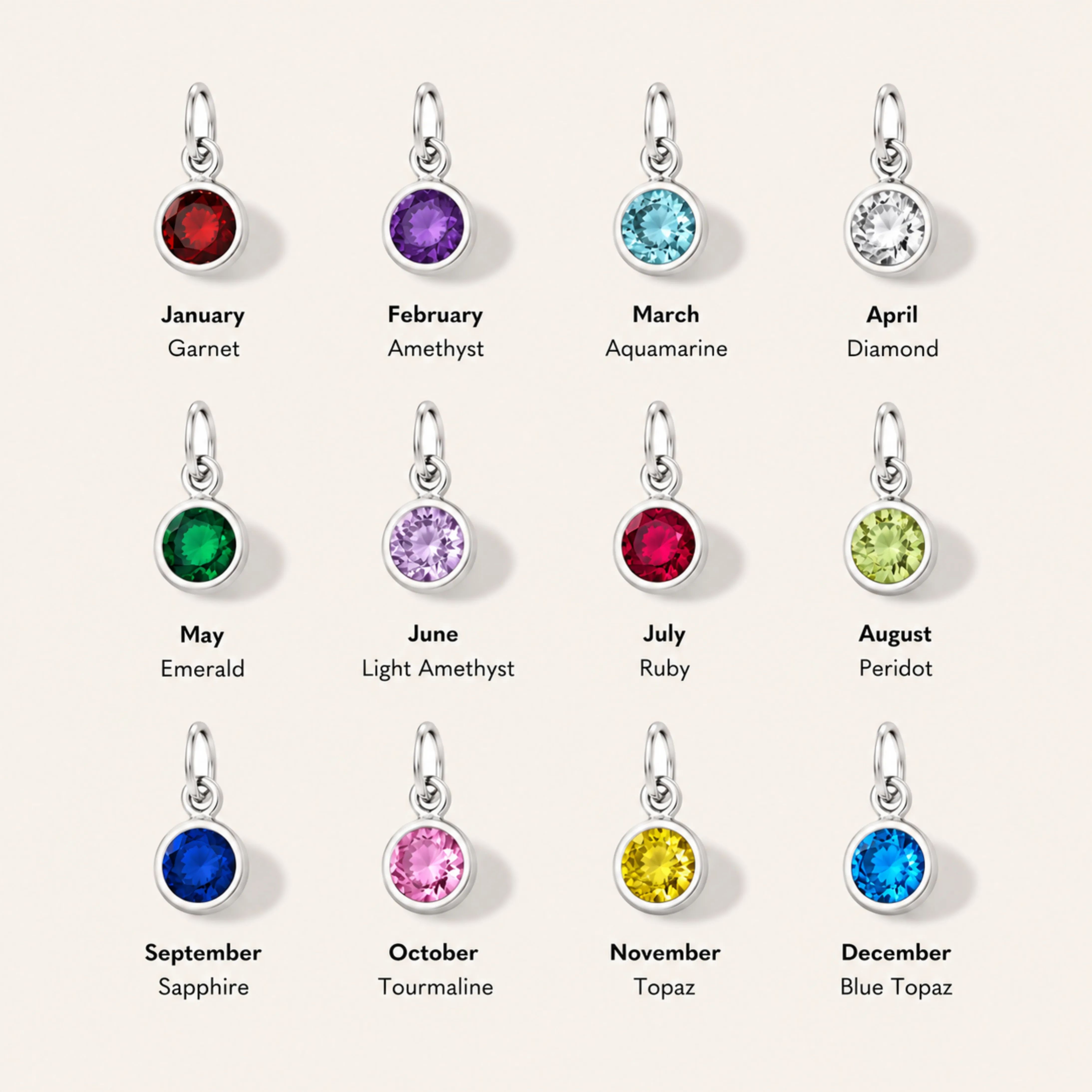 Sterling Silver Birthstone Necklace | Custom Birthstone Charm Necklace sold by Sydney Rose product image thumbnail 5