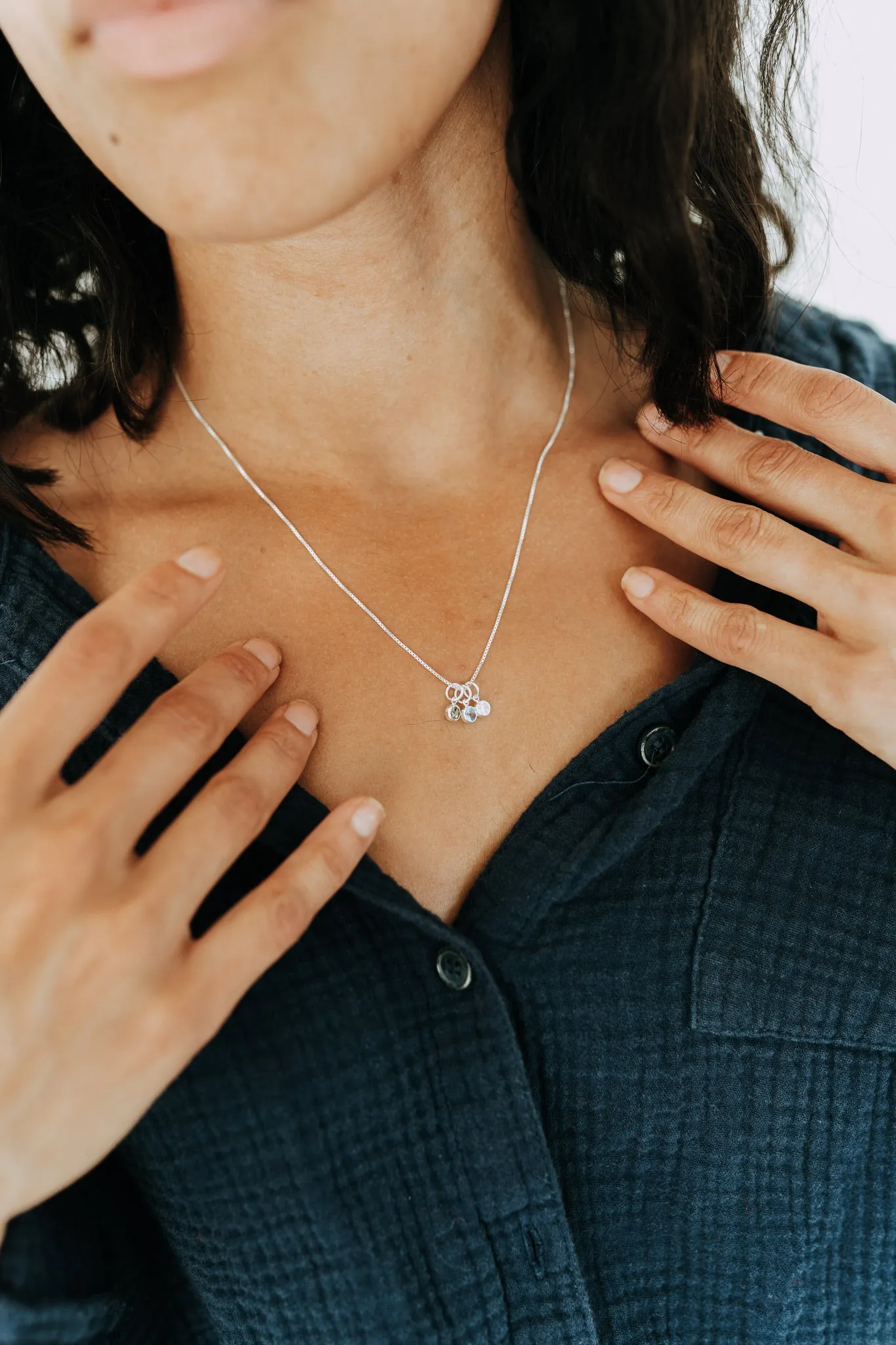 Sterling Silver Birthstone Necklace | Custom Birthstone Charm Necklace sold by Sydney Rose product image thumbnail 4
