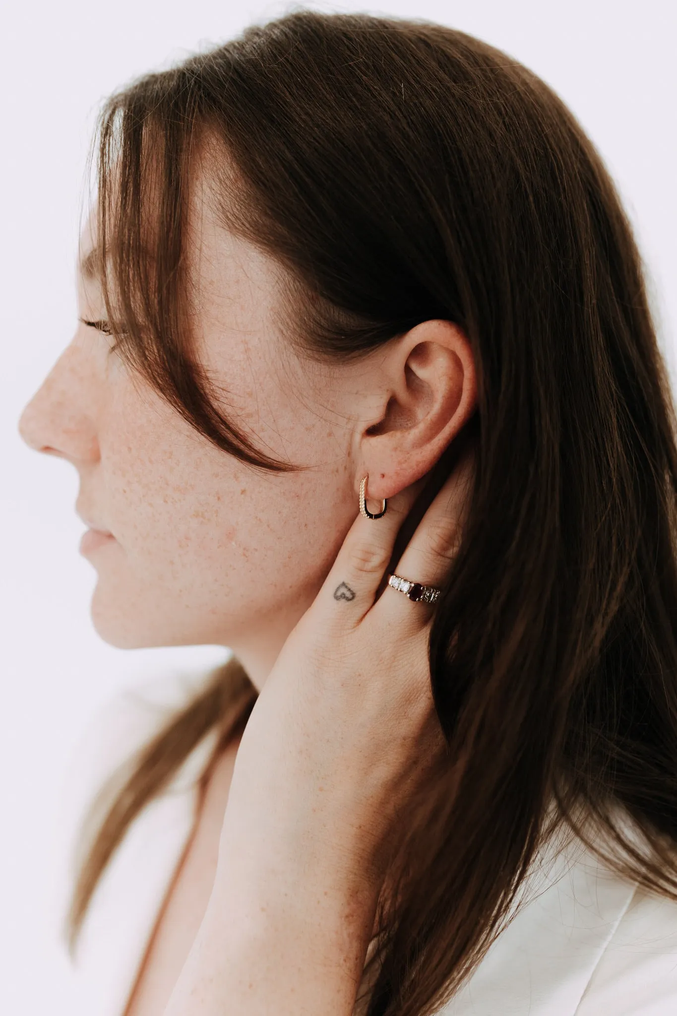 Maeve Rectangle Hoops | 18k Gold Filled Textured Hoops sold by Sydney Rose product image thumbnail 5