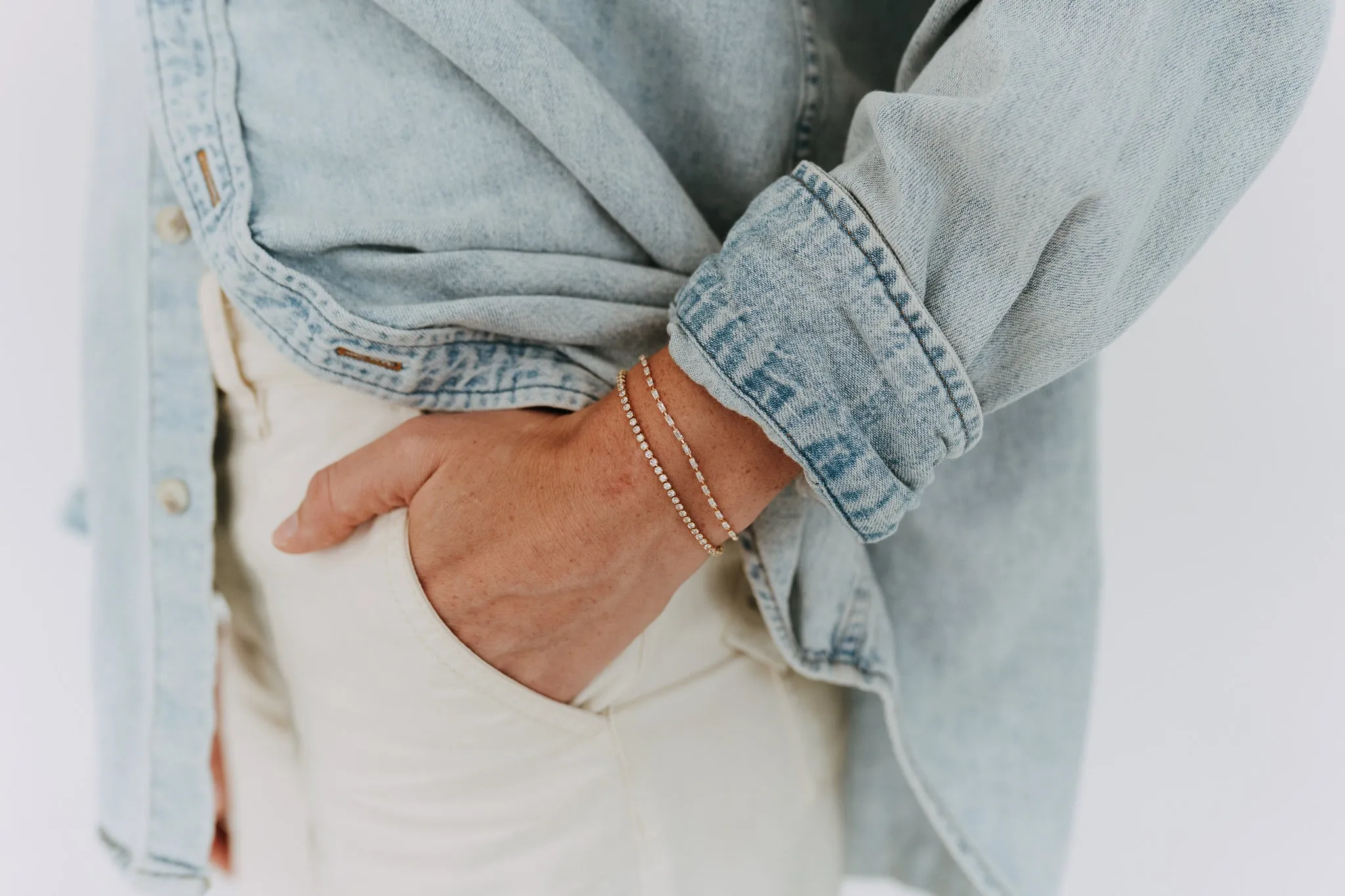 Baguette Tennis Bracelet | 18k Gold Filled Crystal Bracelet sold by Sydney Rose product image thumbnail 3