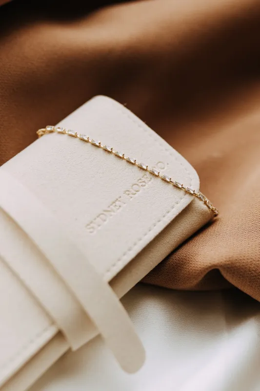 Baguette Tennis Bracelet | 18k Gold Filled Crystal Bracelet made by Sydney Rose