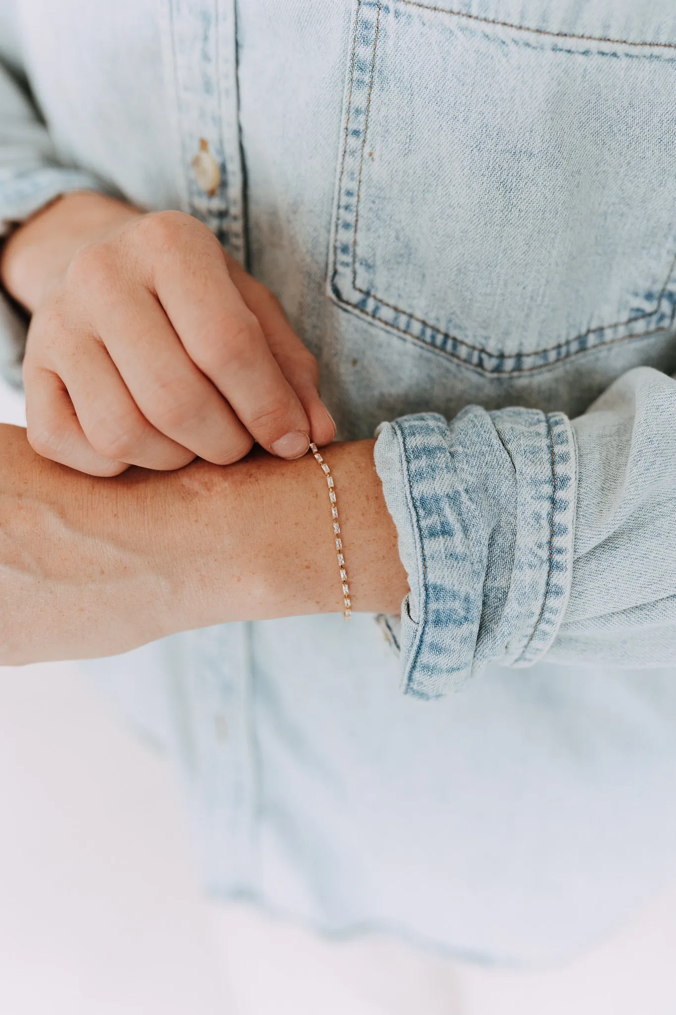 Baguette Tennis Bracelet | 18k Gold Filled Crystal Bracelet sold by Sydney Rose product image thumbnail 2