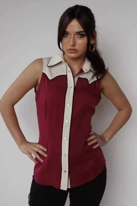 Atlanta Women's Shirt Wine and Off White made by H Bar C