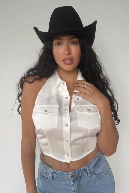 Hampton Halter Top White made by H Bar C