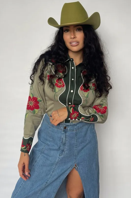 Santa Ana Women's Shirt Green made by H Bar C