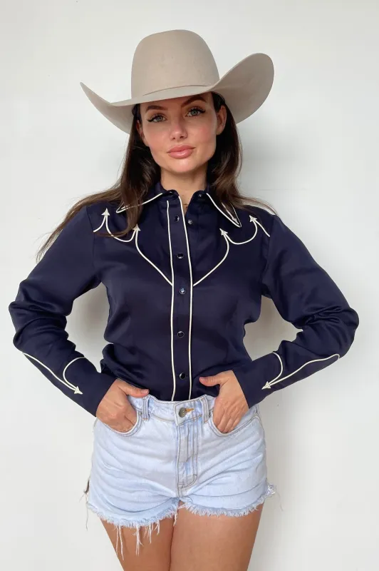 Lake Tahoe Women's Shirt Navy made by H Bar C
