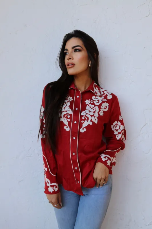 Fort Worth Women's Shirt Red made by H Bar C