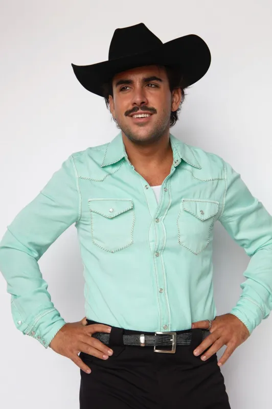 Brooklyn Men's Shirt Turquoise made by H Bar C