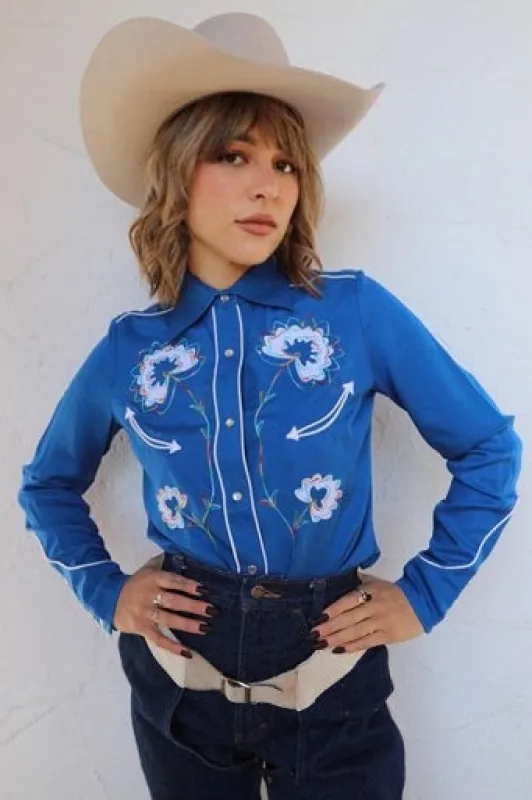 Texas Women's Shirt Royal Blue made by H Bar C