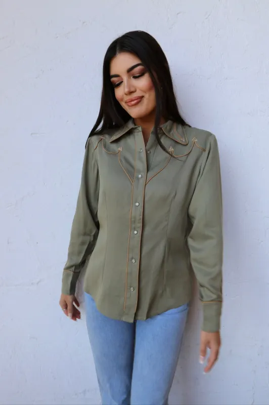Lake Tahoe Women's Shirt Green made by H Bar C