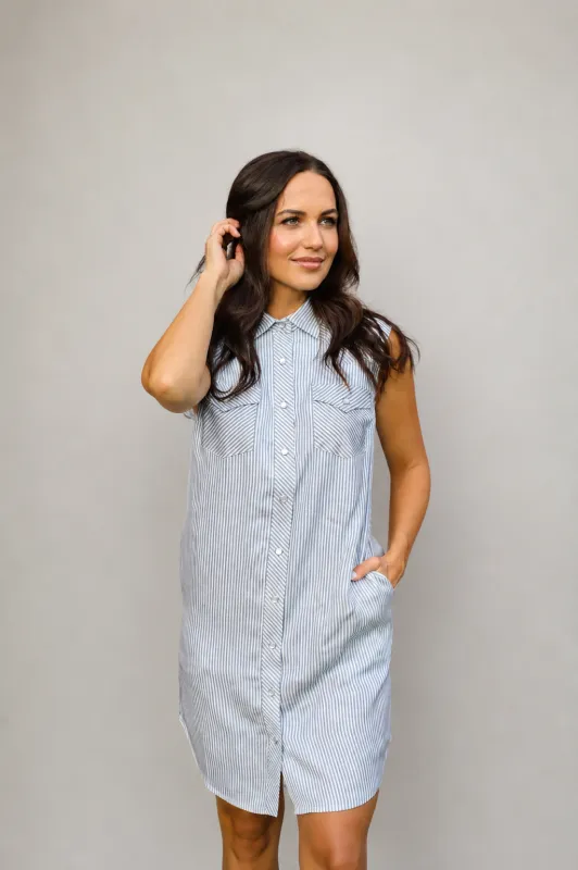 Palm Beach Women's Dress Grey Striped made by H Bar C