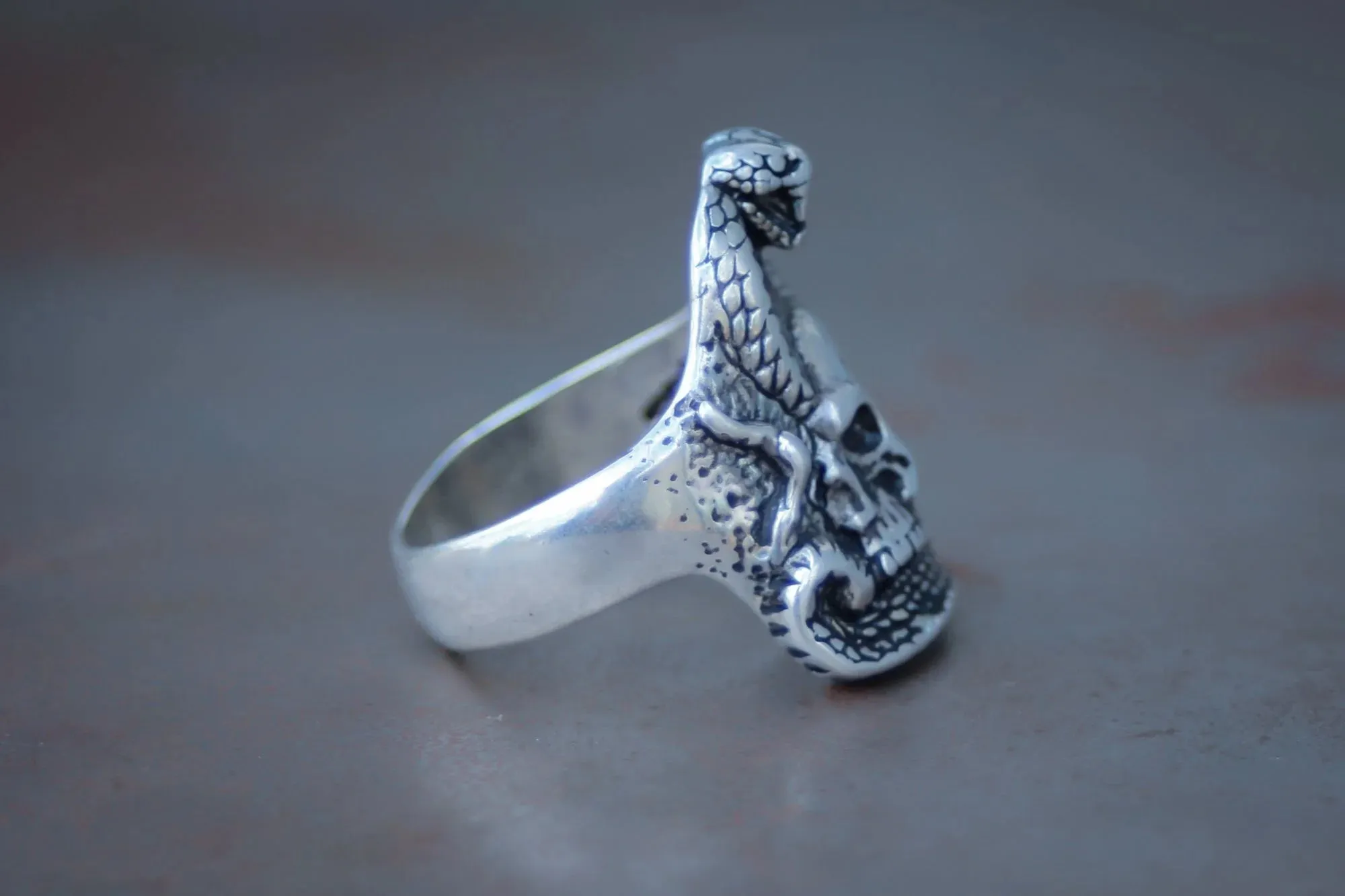 Cobra & Skull 1990s Biker Ring Size- 6, 7, 9, 10, 12, & 13 sold by Kilroy-VTG product image thumbnail 3