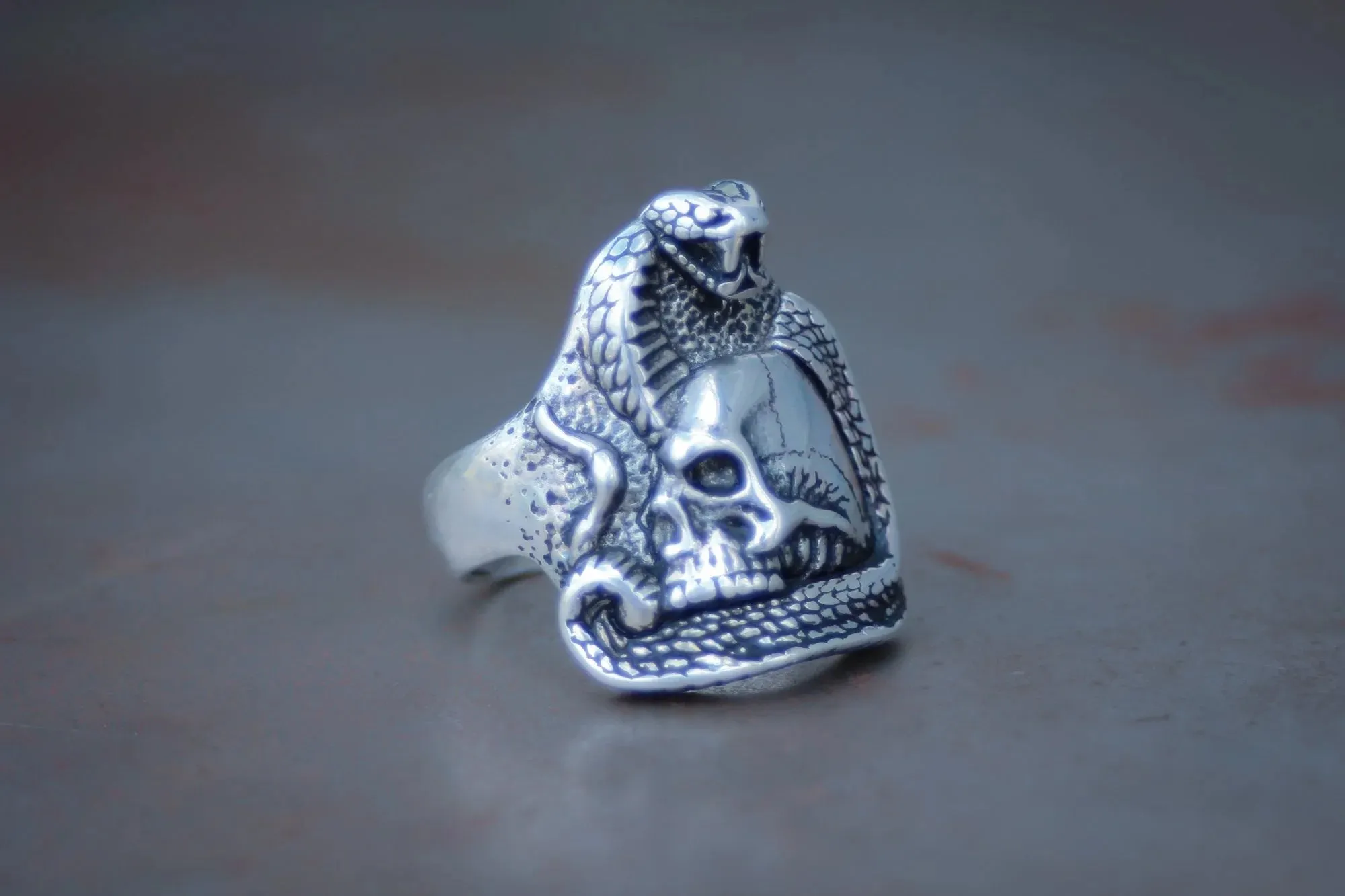 Cobra & Skull 1990s Biker Ring Size- 6, 7, 9, 10, 12, & 13 sold by Kilroy-VTG product image thumbnail 2