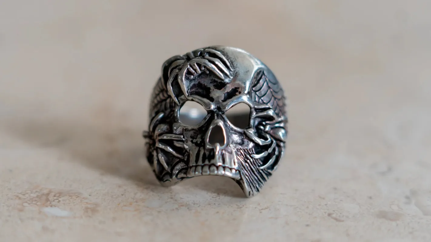 Spider Skull 1980s G&S Ring Size-7, 8, 10, & 12 made by Kilroy-VTG