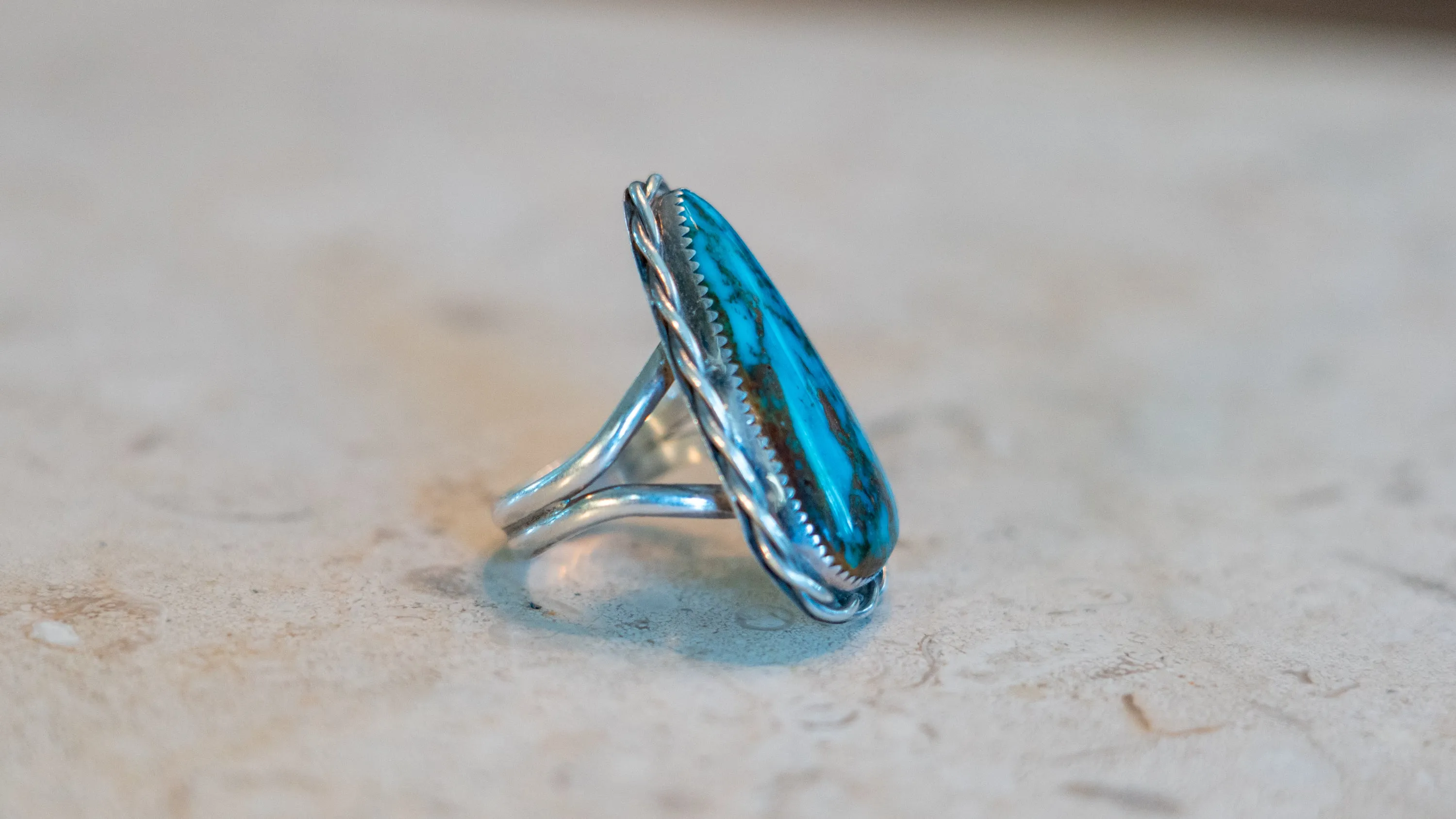 Huge Dark Matix Turquoise Ring "JAG" Size-10 sold by Kilroy-VTG product image thumbnail 3