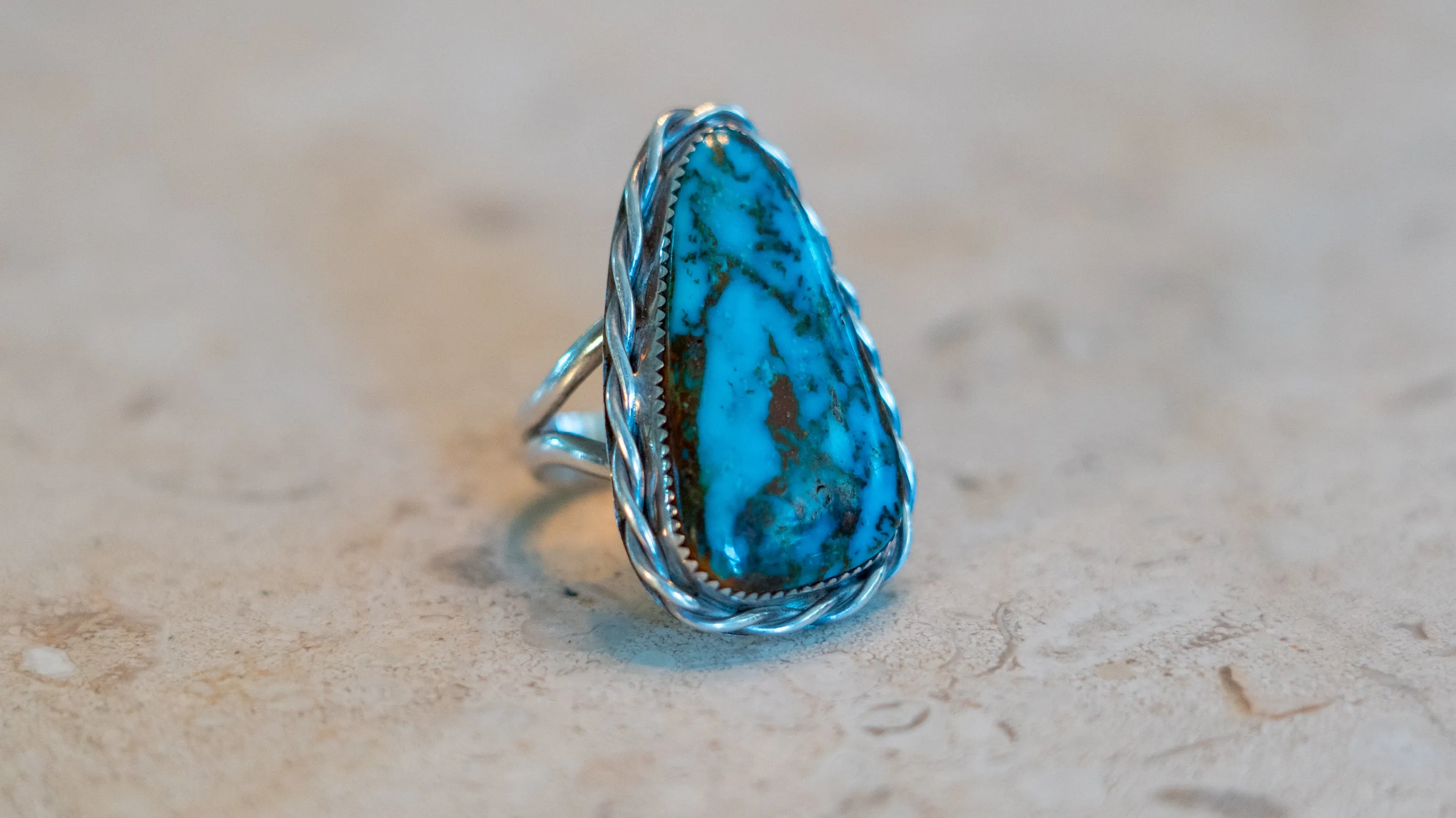 Huge Dark Matix Turquoise Ring "JAG" Size-10 sold by Kilroy-VTG product image thumbnail 2