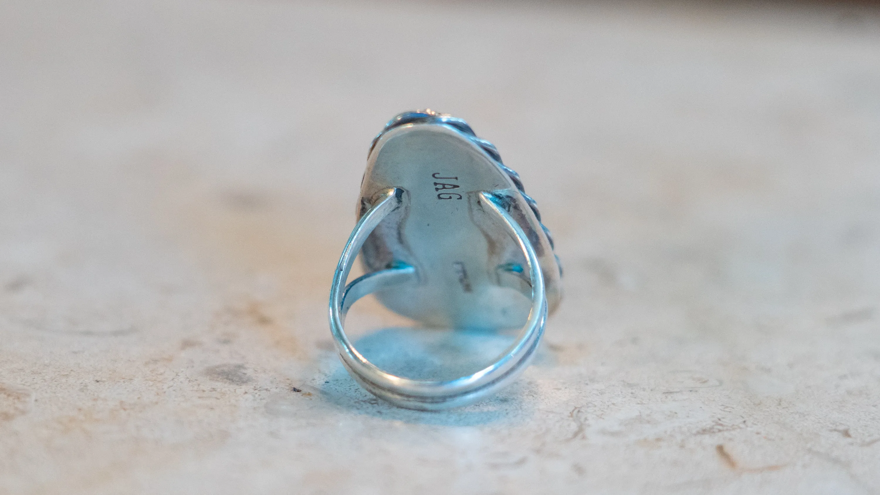 Huge Dark Matix Turquoise Ring "JAG" Size-10 sold by Kilroy-VTG product image thumbnail 4