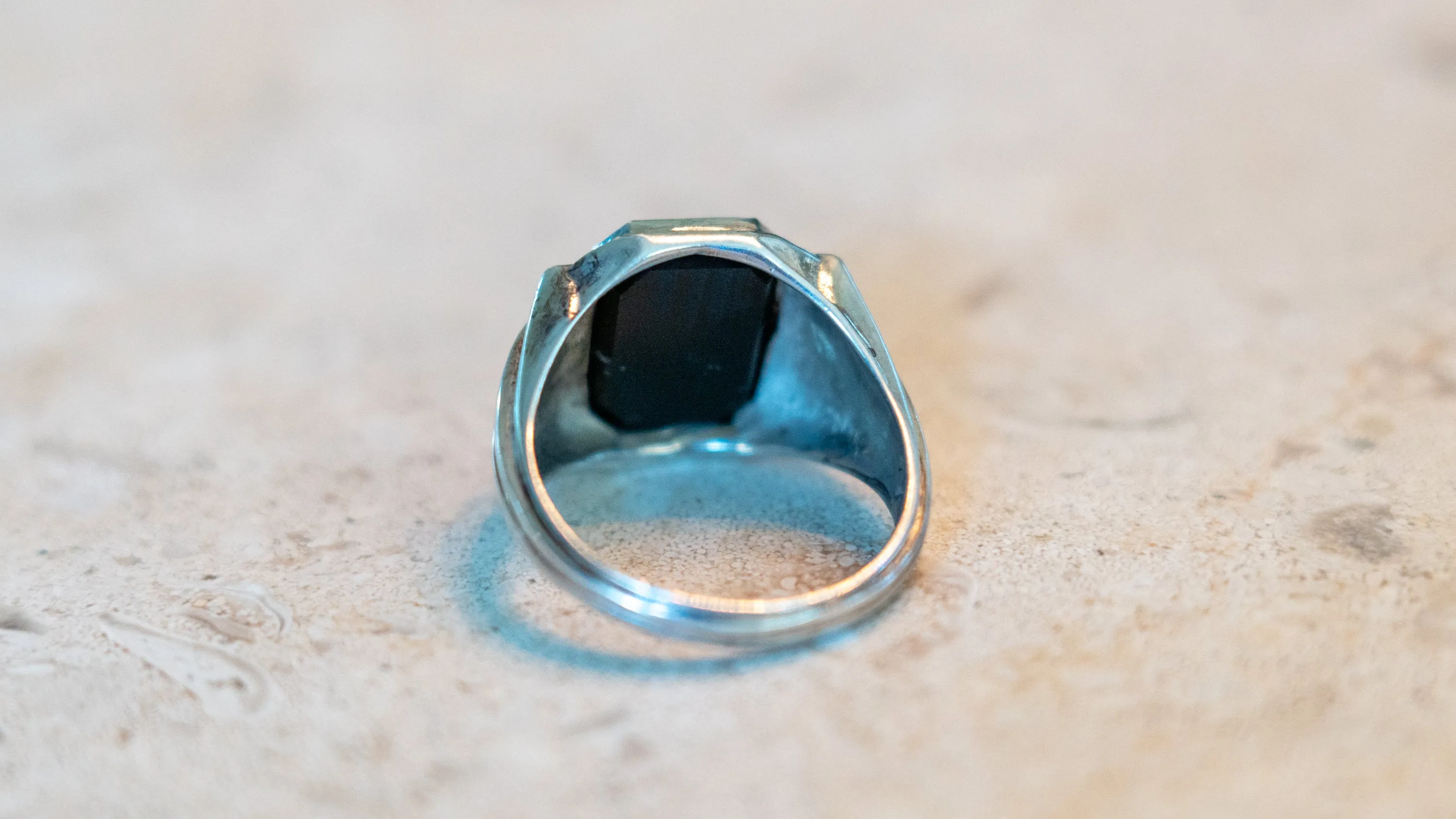 1940s European Stepped Art Deco Onyx Ring Size-10.5 sold by Kilroy-VTG product image thumbnail 4