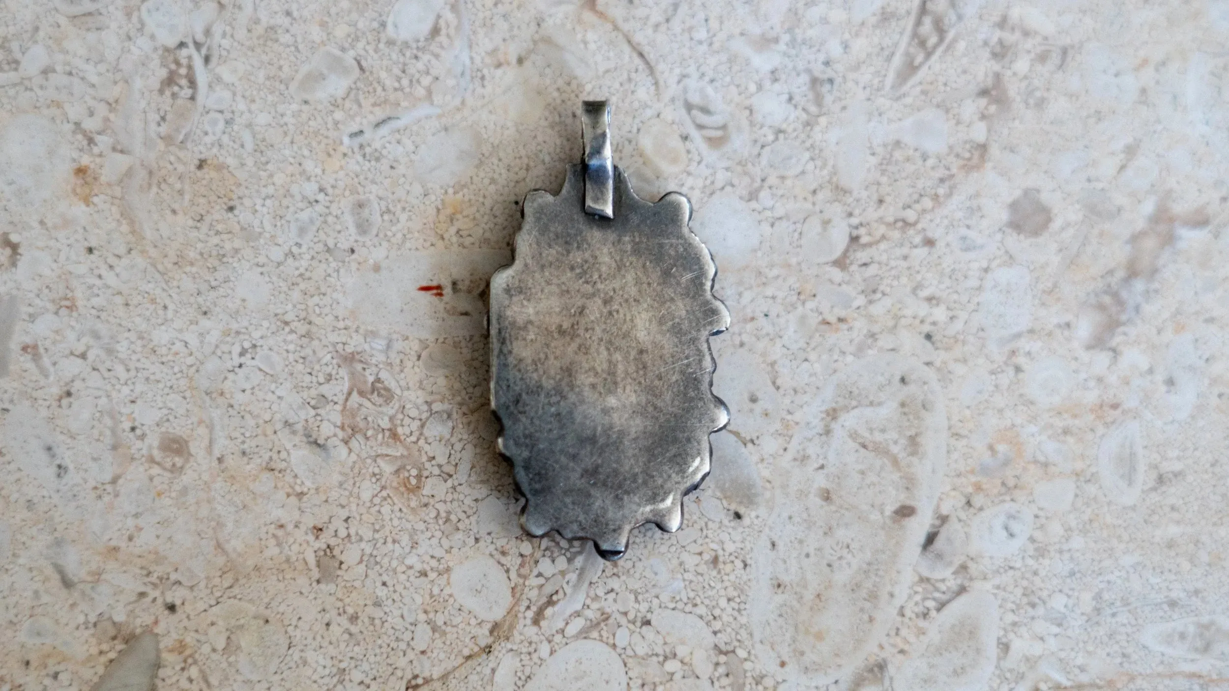 17 Stone Inlay Zuni Petit Point Turquoise Pendant sold by Kilroy-VTG product image thumbnail 2