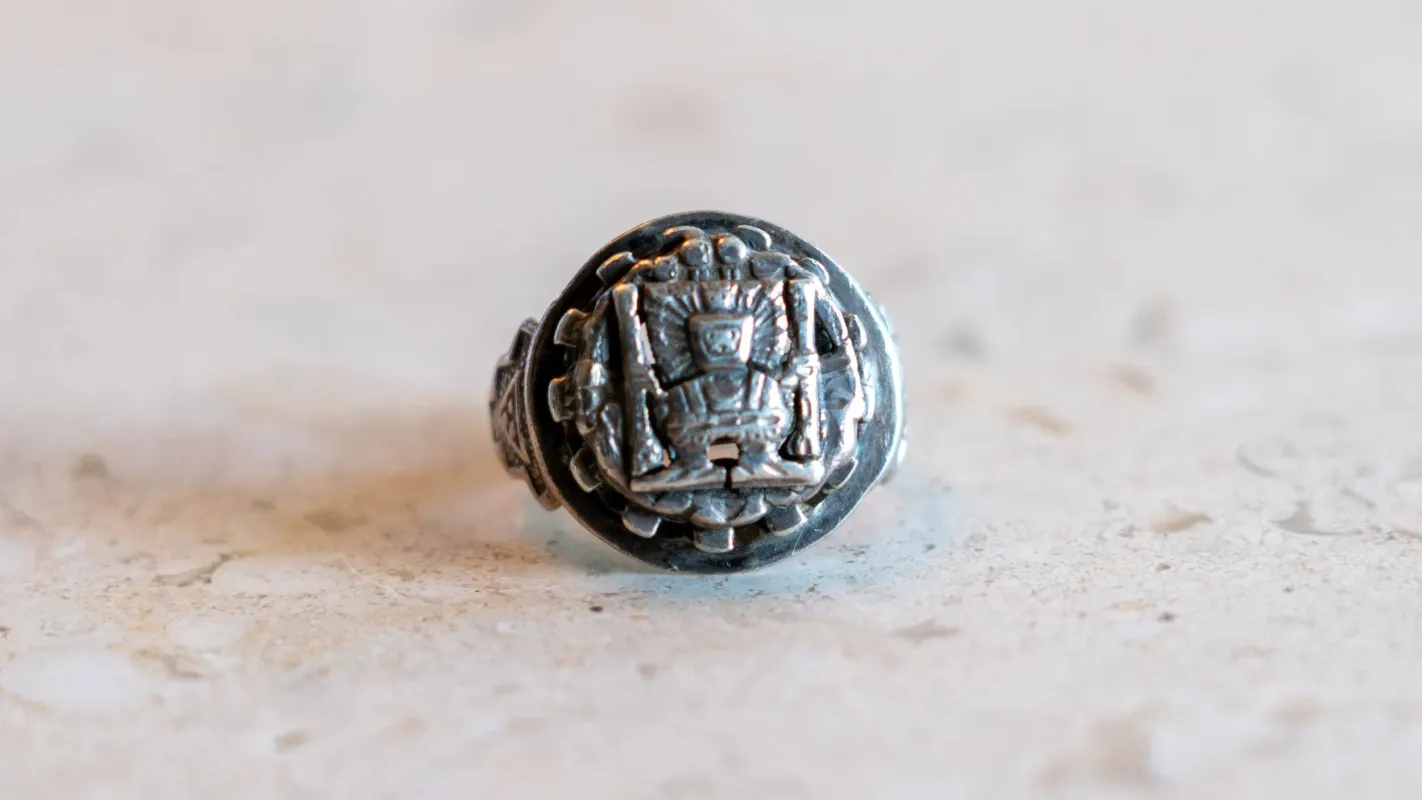 Viracocha 1930s Sterling Peruvian Biker Ring Size-8 made by Kilroy-VTG