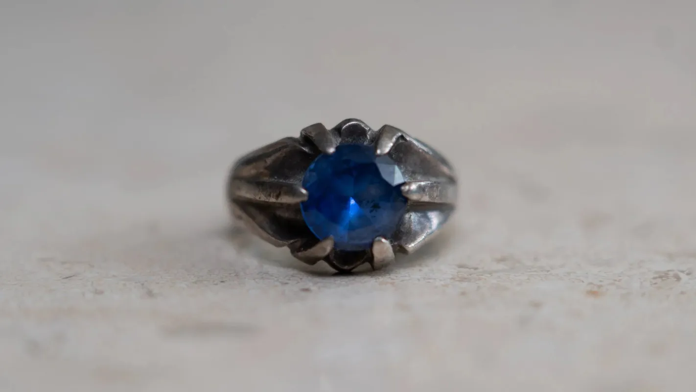 Gem Stone Faceted Topaz Ring Size-10 made by Kilroy-VTG