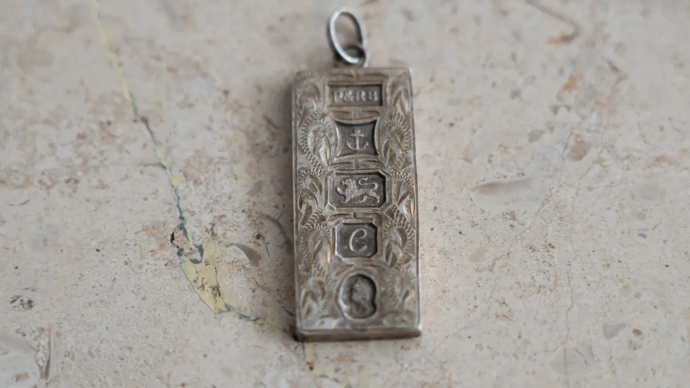 Heavy Payton & Radford, Birmingham Ingot Sterling Bar Pendant made by Kilroy-VTG