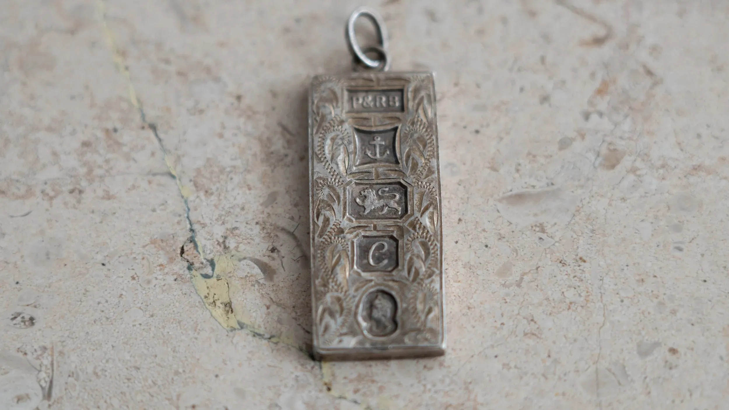 Heavy Payton & Radford, Birmingham Ingot Sterling Bar Pendant sold by Kilroy-VTG
