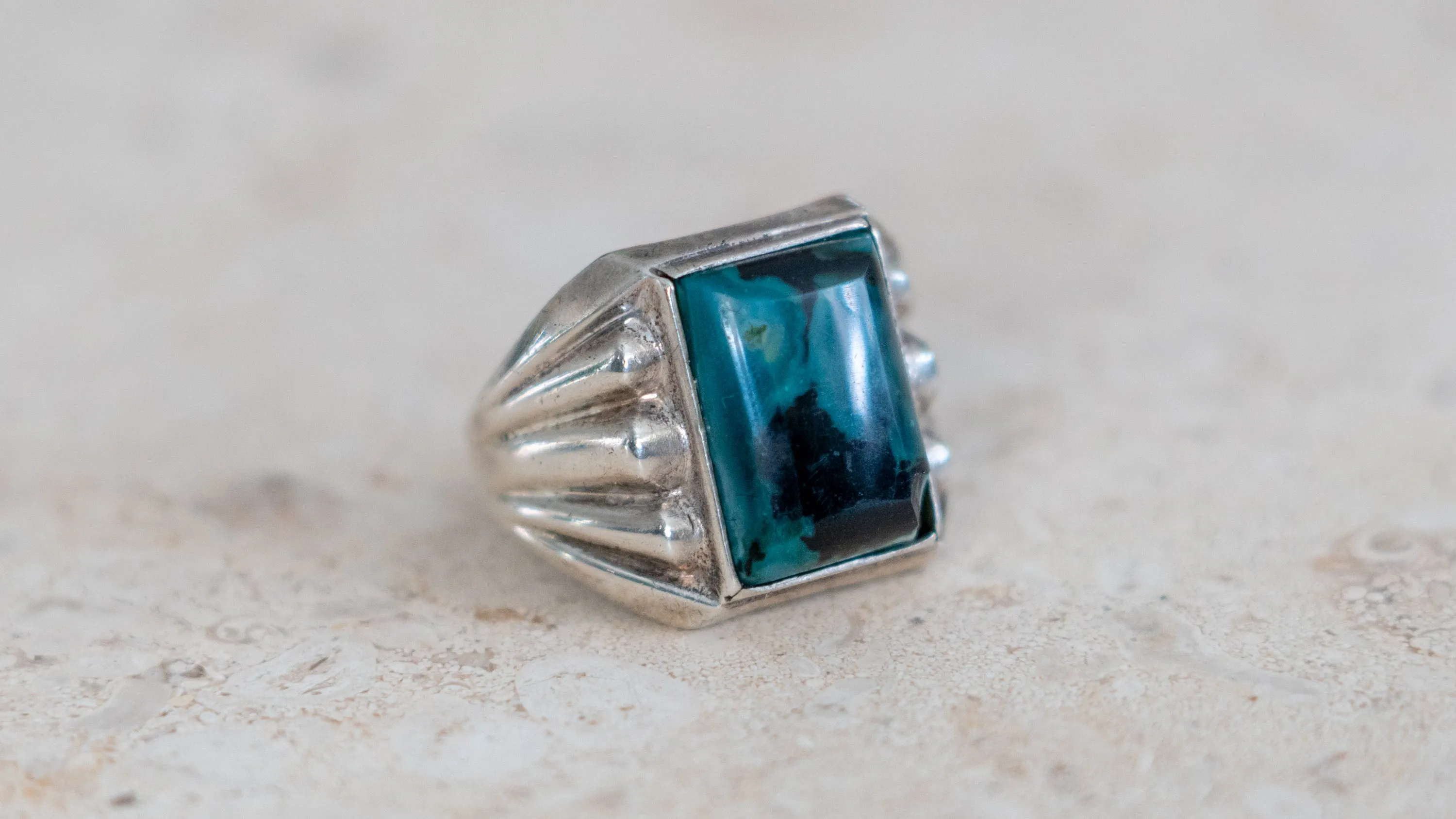1950s Azurite Art Deco Styled Ring Size-11 sold by Kilroy-VTG product image thumbnail 2