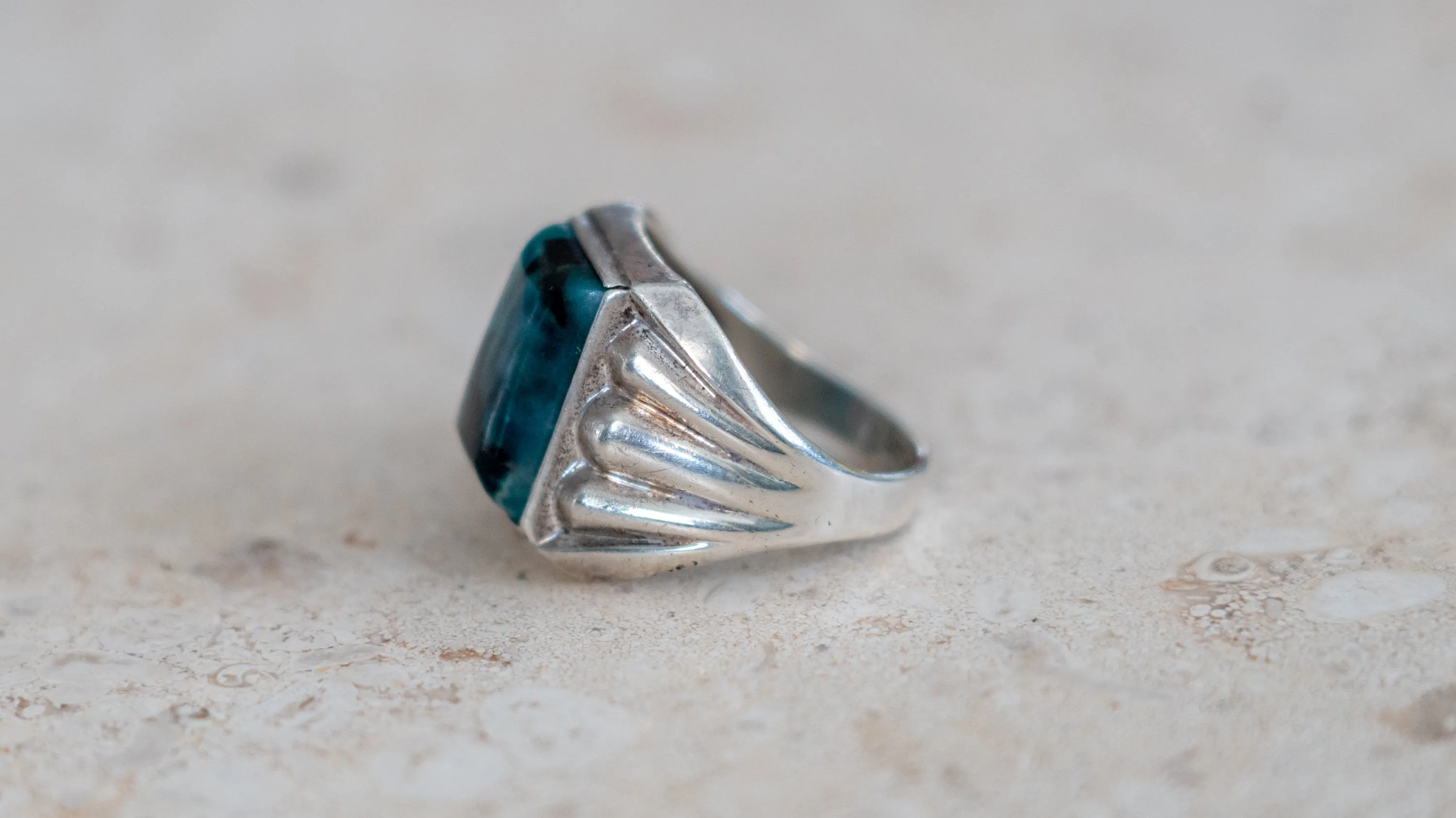 1950s Azurite Art Deco Styled Ring Size-11 sold by Kilroy-VTG product image thumbnail 5