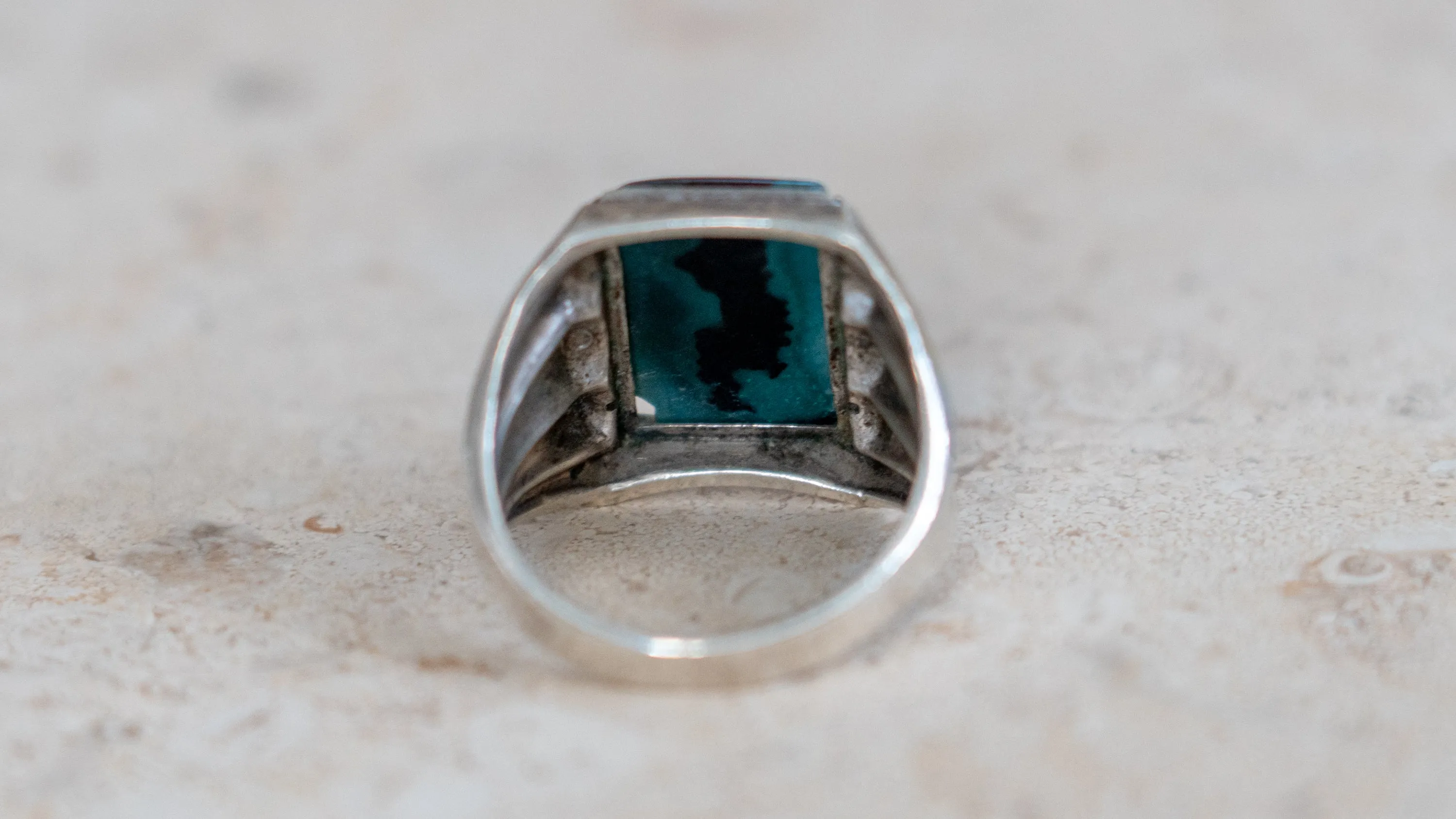 1950s Azurite Art Deco Styled Ring Size-11 sold by Kilroy-VTG product image thumbnail 4