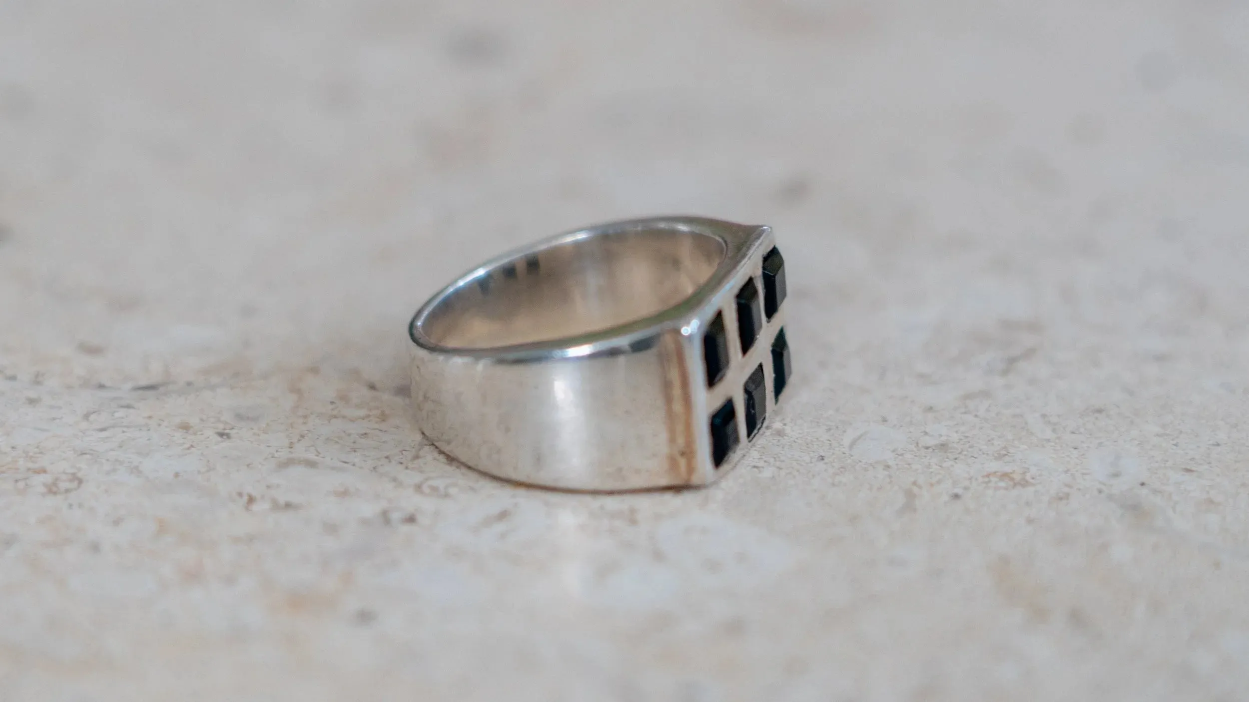 Unique 6 Piece Hematite Inlay Ring Size-11 sold by Kilroy-VTG product image thumbnail 3