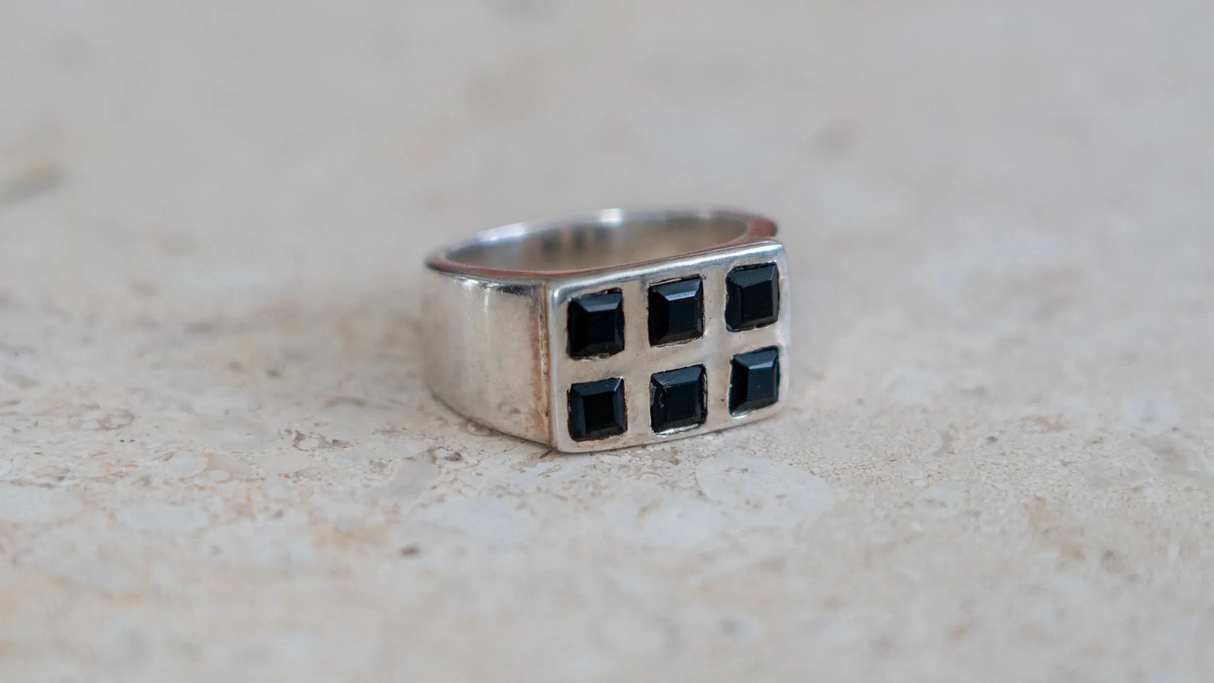 Unique 6 Piece Hematite Inlay Ring Size-11 sold by Kilroy-VTG product image thumbnail 2