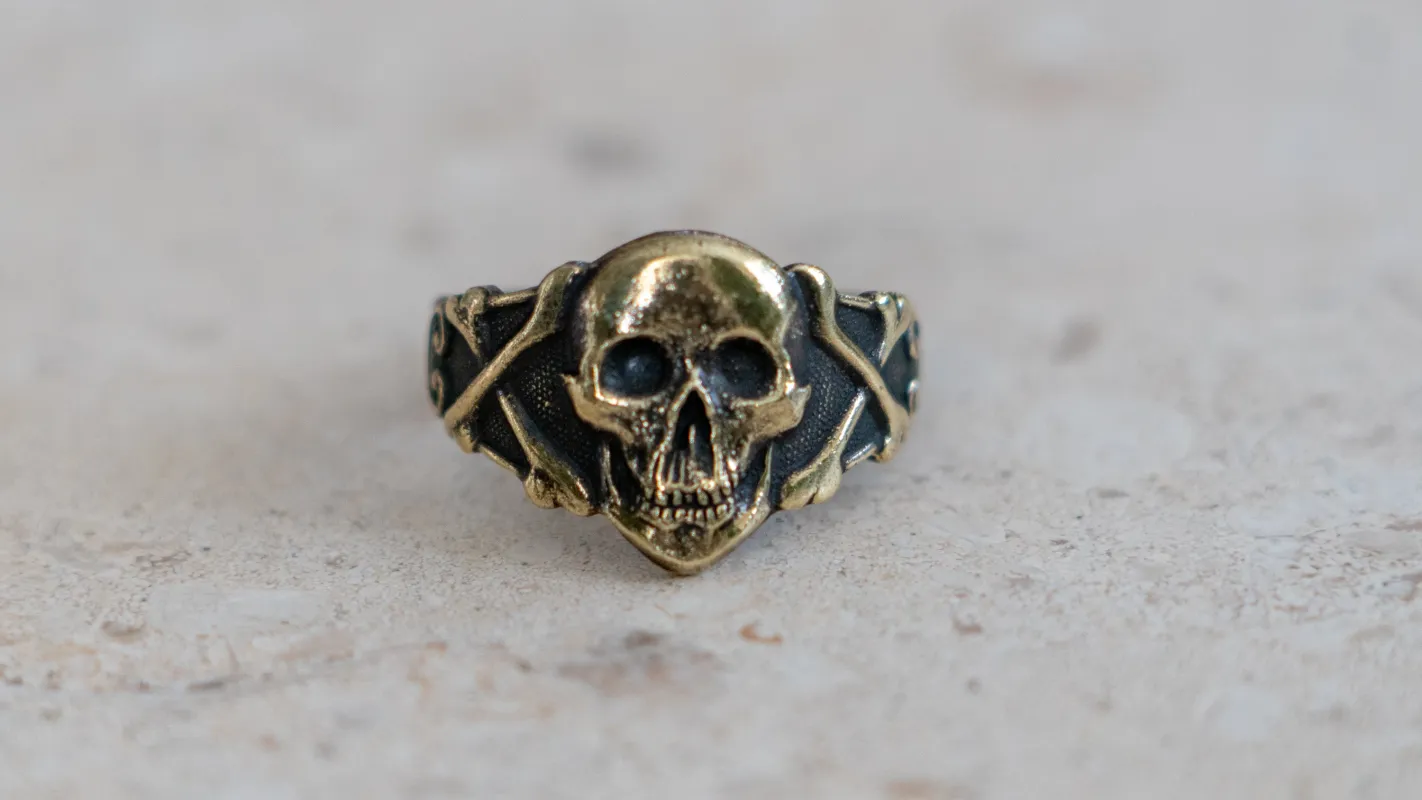 1960s Smiling Skull Novelty Ring Size-13 made by Kilroy-VTG