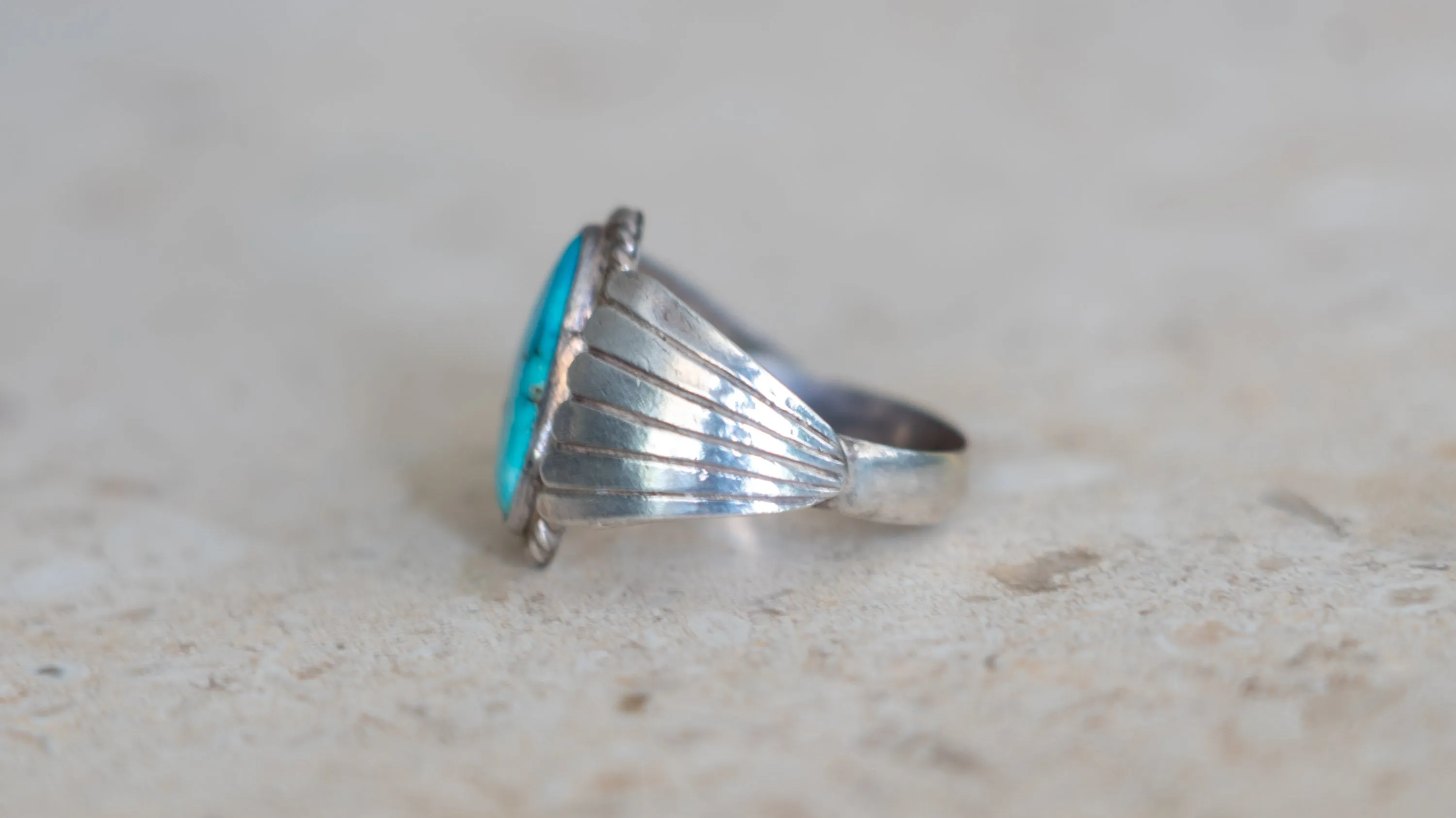 Southwestern Silver-smited Turquoise Southwest Ring Size-11 sold by Kilroy-VTG product image thumbnail 4