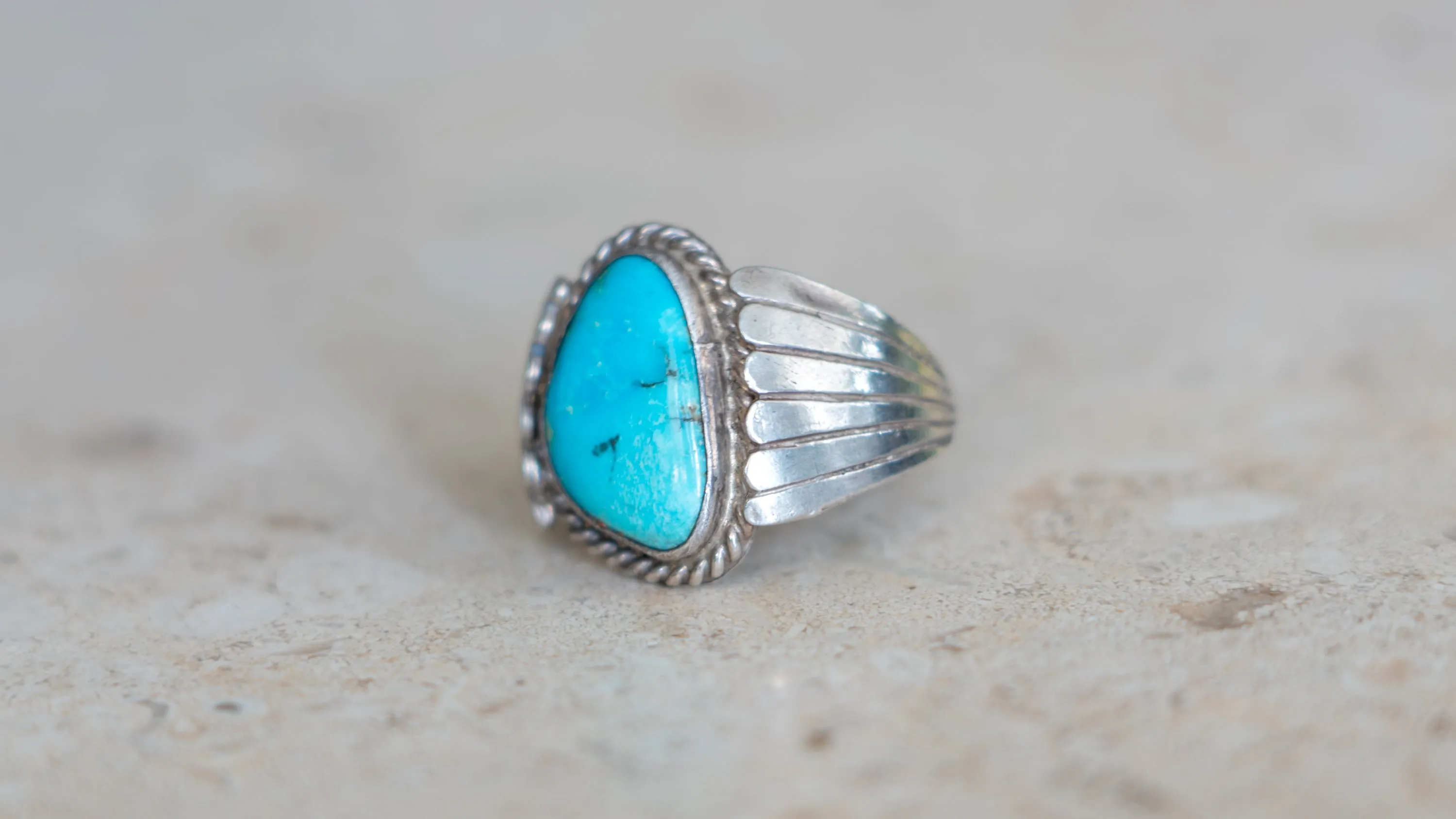 Southwestern Silver-smited Turquoise Southwest Ring Size-11 sold by Kilroy-VTG product image thumbnail 5