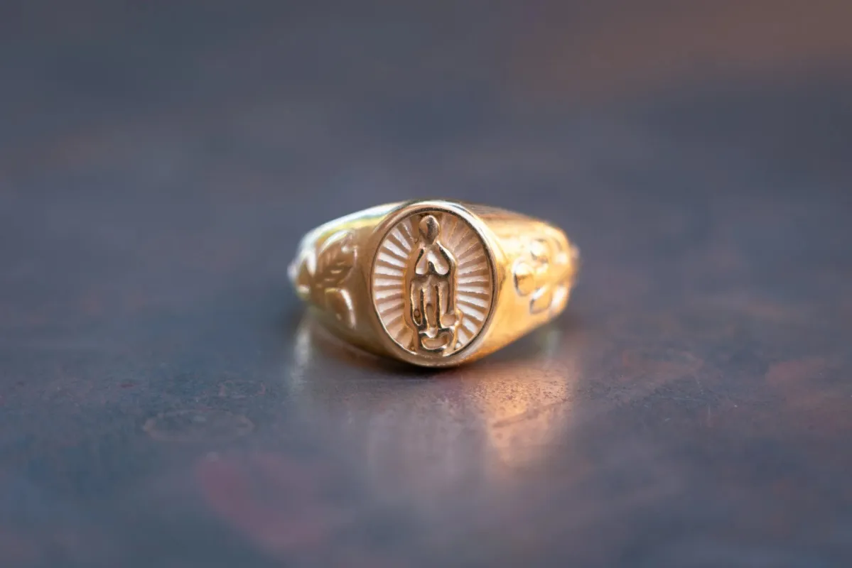 Gold Plated Virgin Mary Ring made by Kilroy-VTG