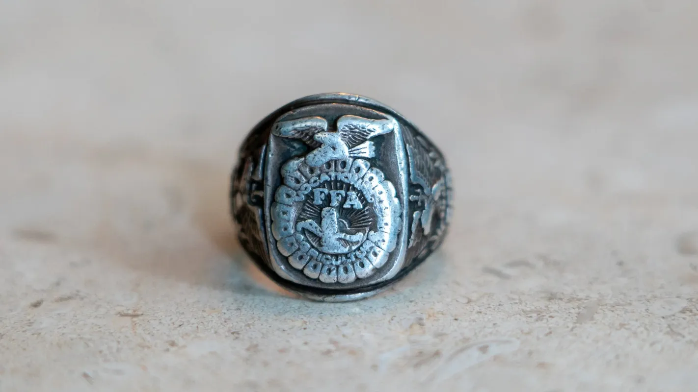Heavy MidCentury FFA Eagle Motif Ring Size-10 made by Kilroy-VTG