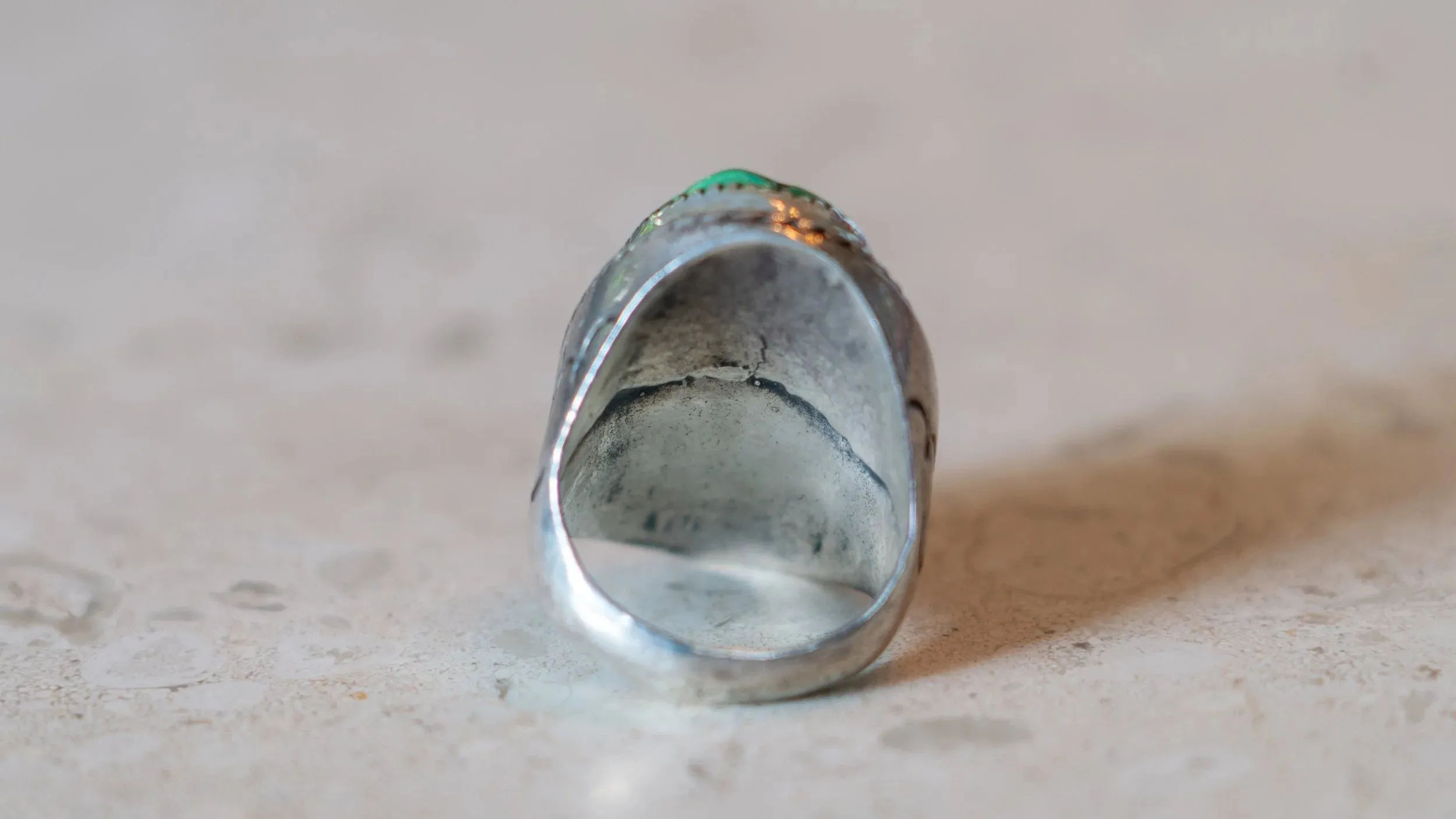 Massive Mid Century Double Turquoise Inlay 1950s Ring Size-10 sold by Kilroy-VTG product image thumbnail 4